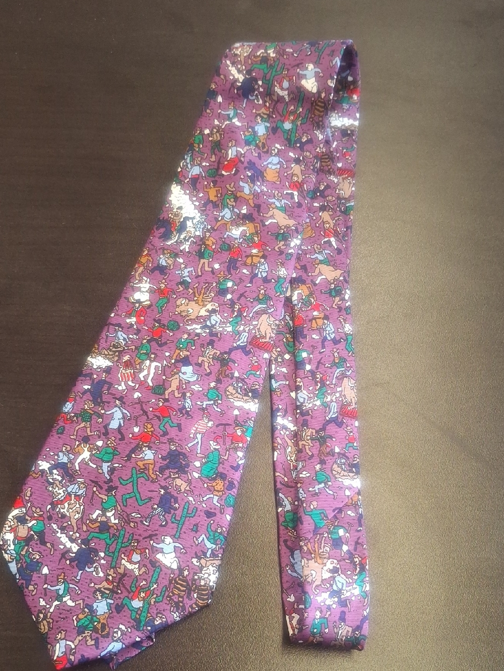 Purple Novelty Kids Tie with Colorful Character Print